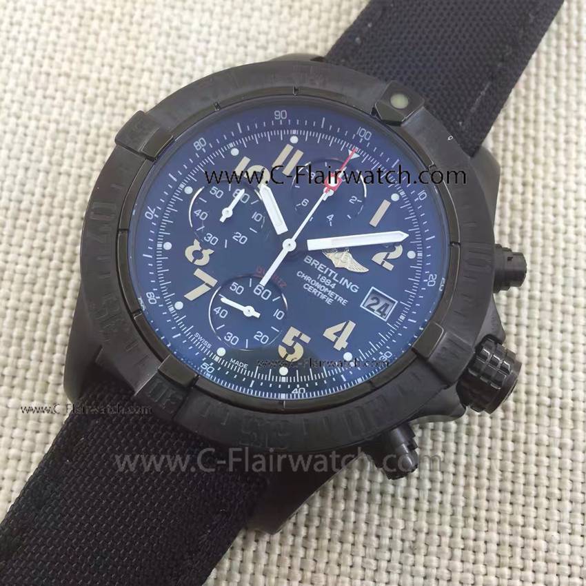 Japan Quartz Replica Breitling Super Avenger Black Steel Watch